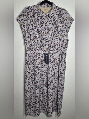 REI Cooperative Floral Print Button Front Cap-Sleeve Dress